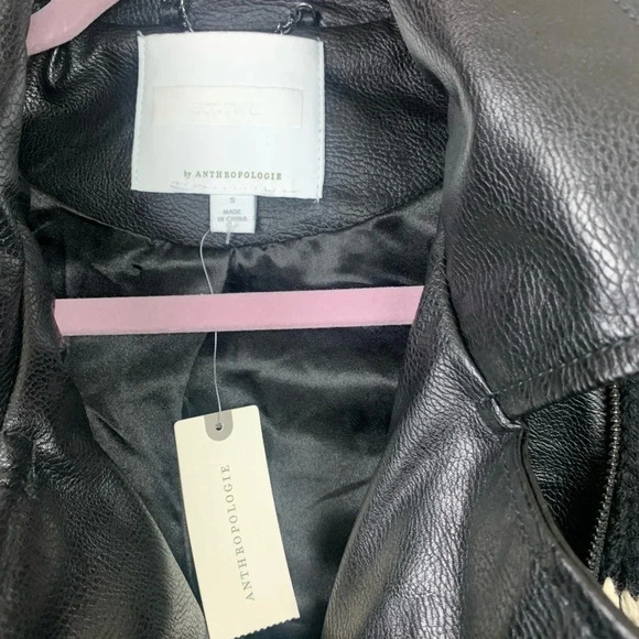 Anthropologie ETT:TWA Black Sweater Moto S BikerJacket Zipper Knitted Boho Edgy - Picture 4 of 7